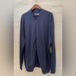 NWT Polo Ralph Lauren Big Tall HEATHER NAVY Full Zip Bomber Style Sweatshirt 2LT
